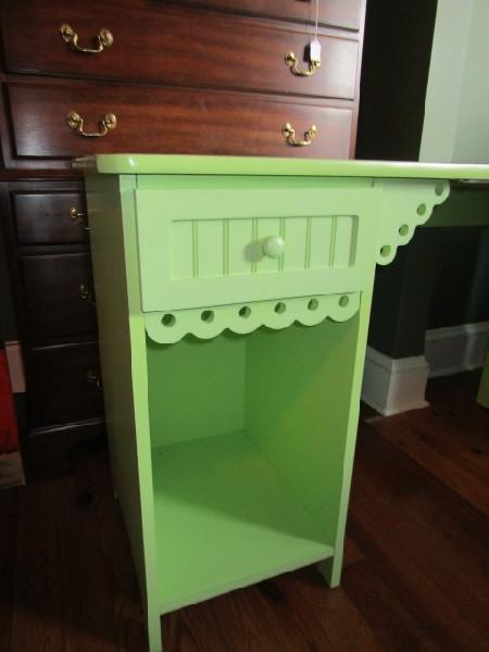 Olivia Sewing Cabinet Pistachio Green, 2 Drawers, 1 Inlay Organizer Space, Curved Skirt