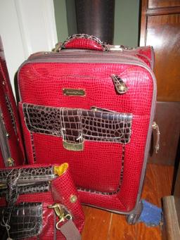 Samantha Brown Red 3-Piece First Class Luggage Set on Casters