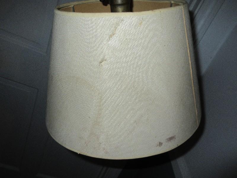 Vintage Bridge Floor Lamp w/ Shade Gitled Trim Patina