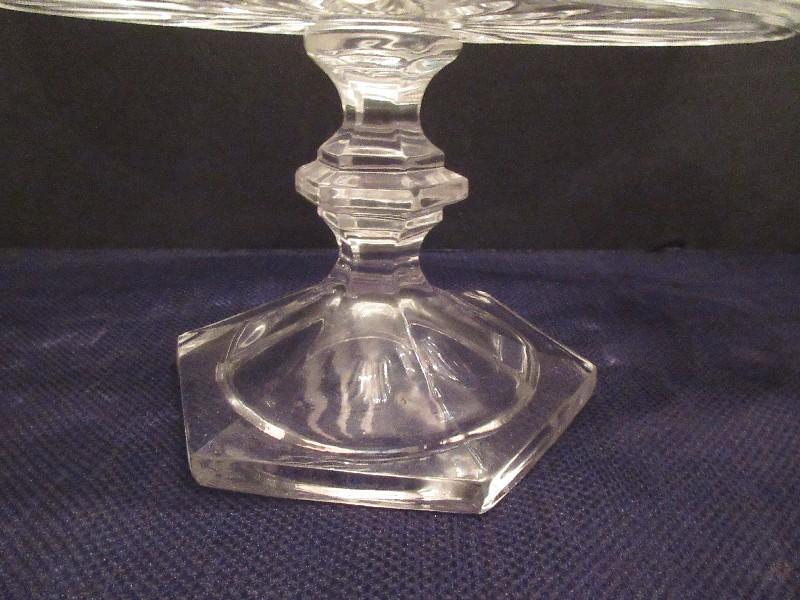Crystal Footed Oval compote w/ Frosted Floral Spray Medallions Pattern