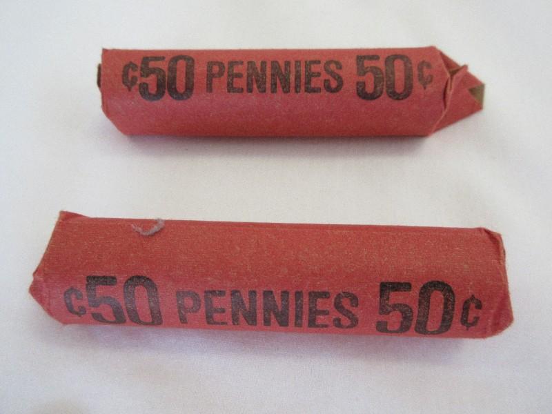 Two 50 Cent Wheat Penny Coin Rolls