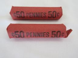 Two 50 Cent Wheat Penny Coin Rolls