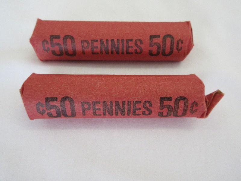 Two 50 Cent Wheat Penny Coin Rolls