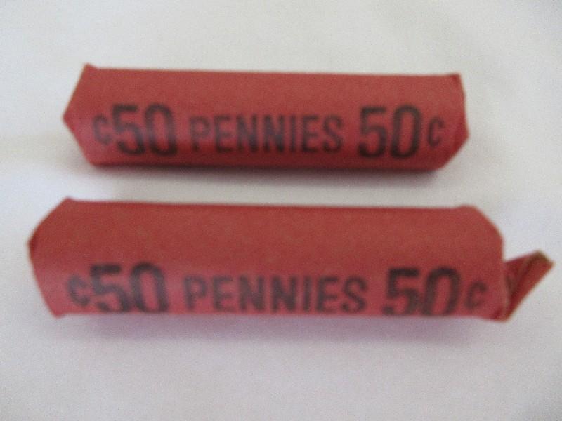 Two 50 Cent Wheat Penny Coin Rolls