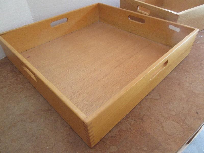 Lot - Wooden Dovetailed Tray w/ Centered Handle Each Side