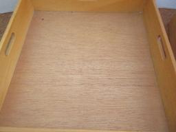 Lot - Wooden Dovetailed Tray w/ Centered Handle Each Side