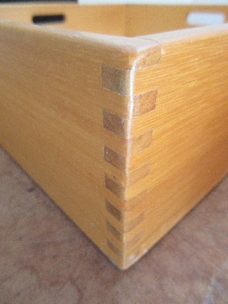 Lot - Wooden Dovetailed Tray w/ Centered Handle Each Side