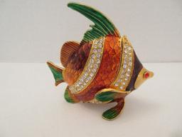 Keepsake Collection Vibrant Tropical Angel Fish Figural Enamel