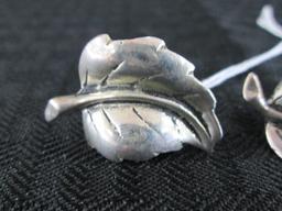 Pair - Leaf Design Snap-Back Earrings