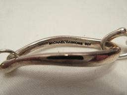 Michael Dawkins 925 Sterling & Pearl Modernist Design Bracelet w/ Toggle Clasp
