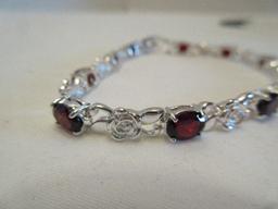 925 Sterling Amethyst Color/Rosette Design Bracelet