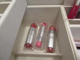Cosmetic Make Up Box w/ Tassel & Make Up Brushes, Lip Sticks, Forever Free Facial Groomer