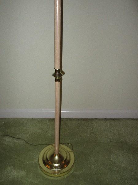 5ft Floor Lamp Bleached Simulated Wood Finish Brass Tone Base & Flared Panel Design Shade