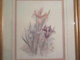 Botanical Iris & Wildflower Artist Signed Mary Bertrand
