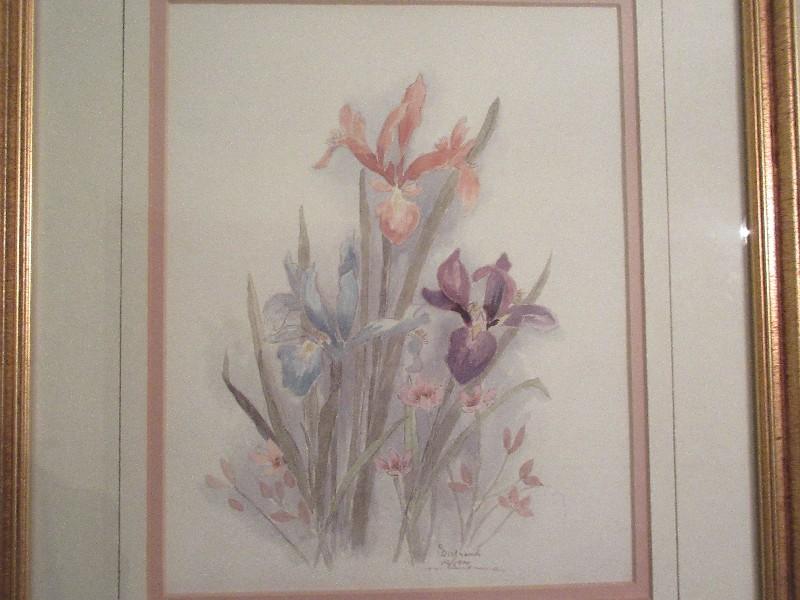 Botanical Iris & Wildflower Artist Signed Mary Bertrand
