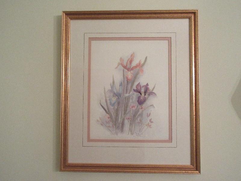 Botanical Iris & Wildflower Artist Signed Mary Bertrand