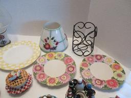 Lot - Candle Cappers, Decorative Jar Candle Lids, Candle Holder, Etc.