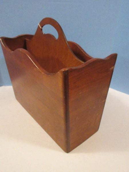 Wooden Magazine Holder Rack w/ Center Handle