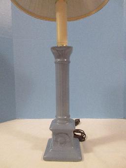 Blue Ceramic Column Candle Stick Accent Lamp
