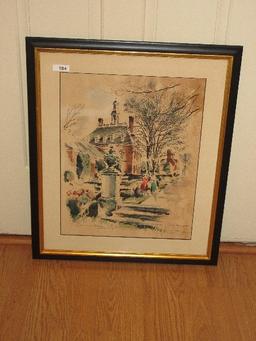Titled "Governs Palace Williamsburg" Attributed to John Haymson Lithograph