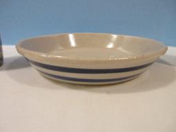 Robinson Ransbottom Pottery Pie 9 1/2" Plate w/ Double Cobalt Bands