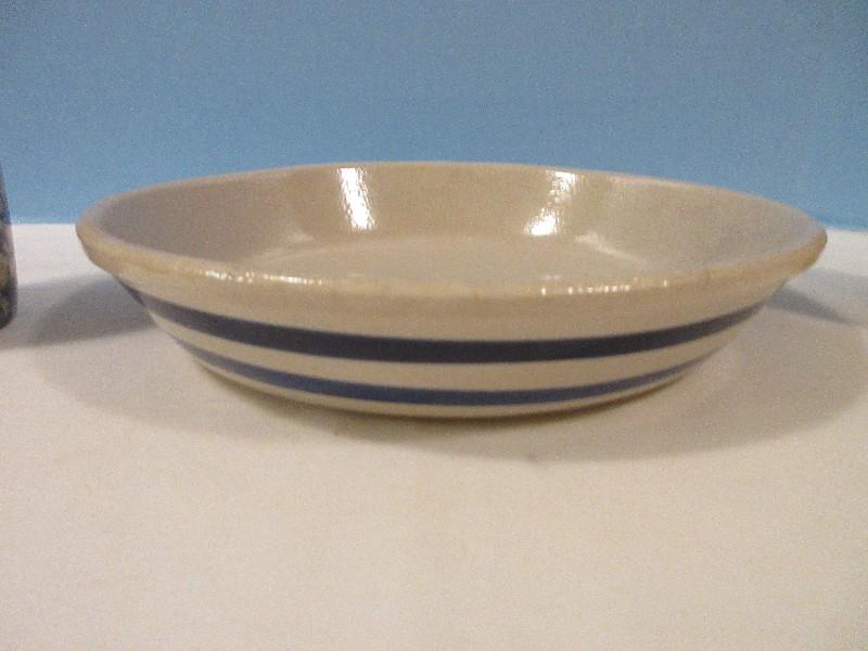 Robinson Ransbottom Pottery Pie 9 1/2" Plate w/ Double Cobalt Bands