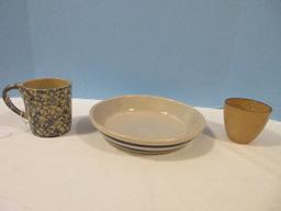 Robinson Ransbottom Pottery Pie 9 1/2" Plate w/ Double Cobalt Bands