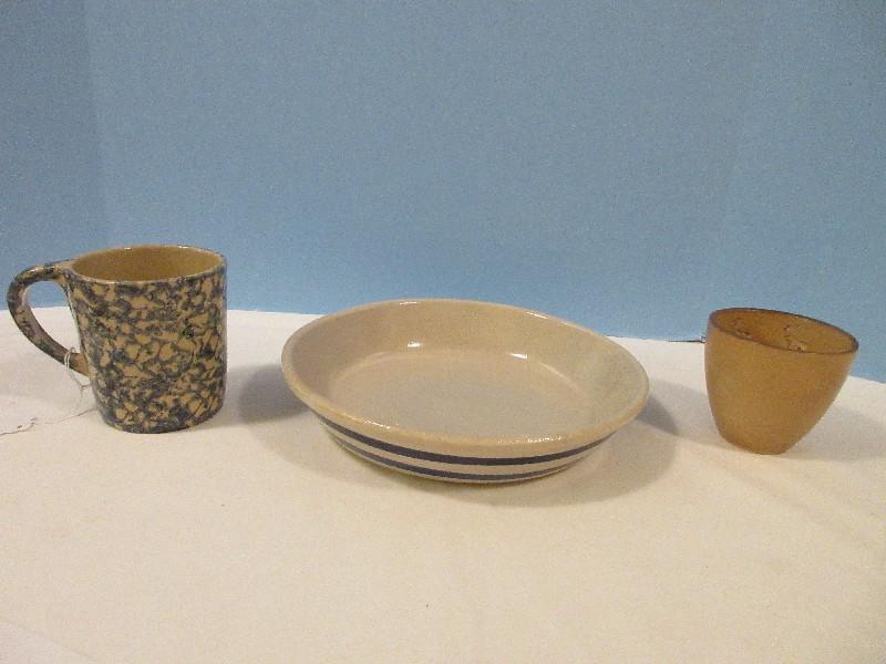 Robinson Ransbottom Pottery Pie 9 1/2" Plate w/ Double Cobalt Bands