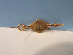 2 Fraternity Pins 1 Stamped 10k Engraved F.H.B. 1949 1 3/8" 1 Engraved M.H.E. 1952 1 3/8"