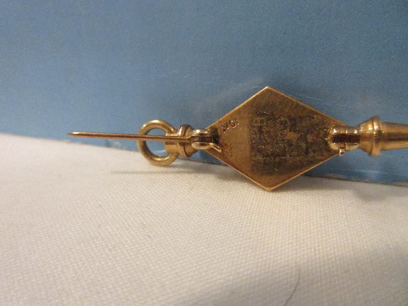 2 Fraternity Pins 1 Stamped 10k Engraved F.H.B. 1949 1 3/8" 1 Engraved M.H.E. 1952 1 3/8"