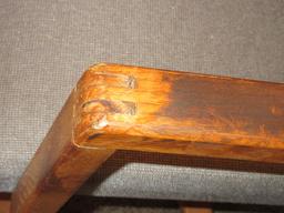 Mid-Century Style Desk Chair Upholstered Back/Seat on Casters Wood Trim