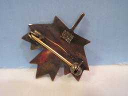 Norway Sterling Silver 925 Enamel Maple Leaf Pin