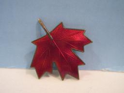 Norway Sterling Silver 925 Enamel Maple Leaf Pin