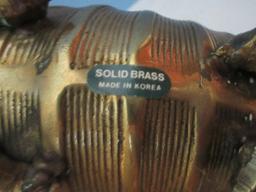 Solid Brass Nautilus Shell Planter on Conch Spiral Shell Feet