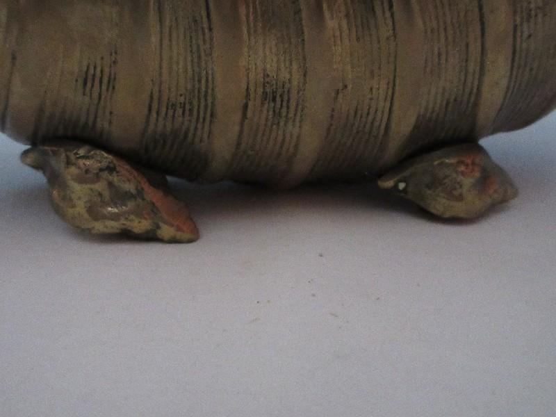 Solid Brass Nautilus Shell Planter on Conch Spiral Shell Feet