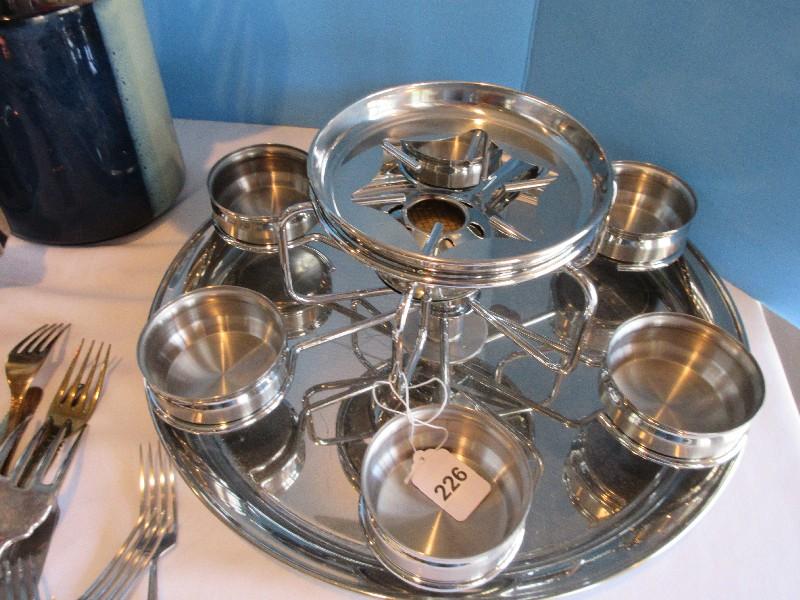 Lot - Misc. Flatware Scroll Foliage/Flower Pattern, OGGI Red/Stainless Base Utensil Crock