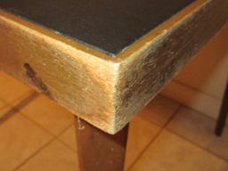 Vintage Wooden Frame Folding Card Game Table w/ Black Vinyl Top