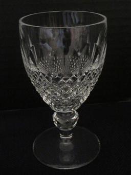 Pair - Waterford Crystal Colleen Short Stem Pattern Claret Wine Cut Criss Cross Hatch Design