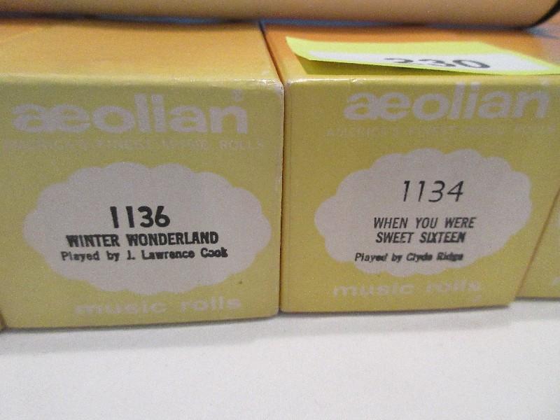 8 Player Piano Aeolian Music Rolls in Original Boxes "12th Street Rag", "Winter Wonderland"