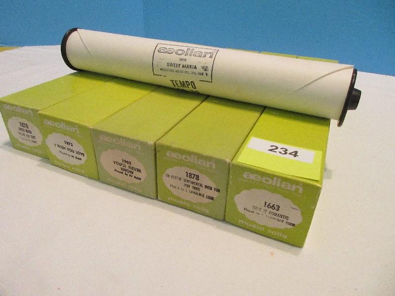 5 Player Piano Aeolian Music Rolls in Original Boxes "You'll Never Know", "I Wish You Love"