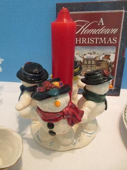 Group - Lenox Fine China Holiday Holly Berry Pattern 8 1/4" Open Candy Dish w/ Handles