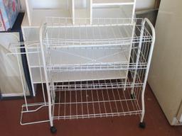 Group - 3-Tier Wire Shelf Cart, White Laminate Shelf, Etc.