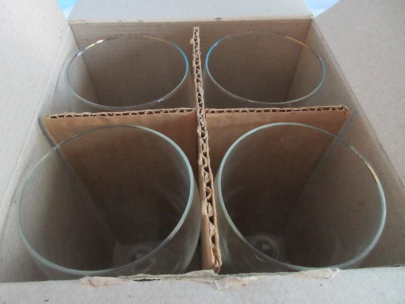Set - 6 Luminarc Viva Pattern 10 1/2oz. Stem Goblets 18kt. Gold Rims