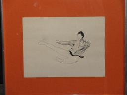 Group - 2 Martial Arts Men Original Ink Drawings Attributed to Signed B. Bryant Frame/Matt