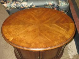 Drexel Furniture Heritage Collection Simulated Walnut Oval End Table Cabinet