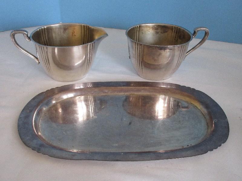 Silverplate Collection Large Webster Wilcox Engraved Handle Serving Tray