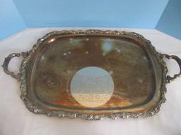Silverplate Collection Large Webster Wilcox Engraved Handle Serving Tray