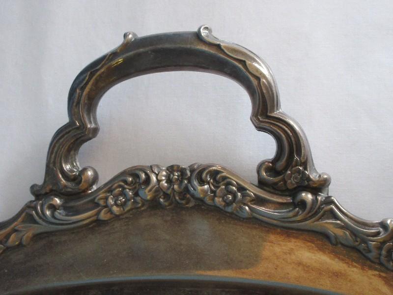 Silverplate Collection Large Webster Wilcox Engraved Handle Serving Tray