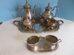 Silverplate Collection Large Webster Wilcox Engraved Handle Serving Tray