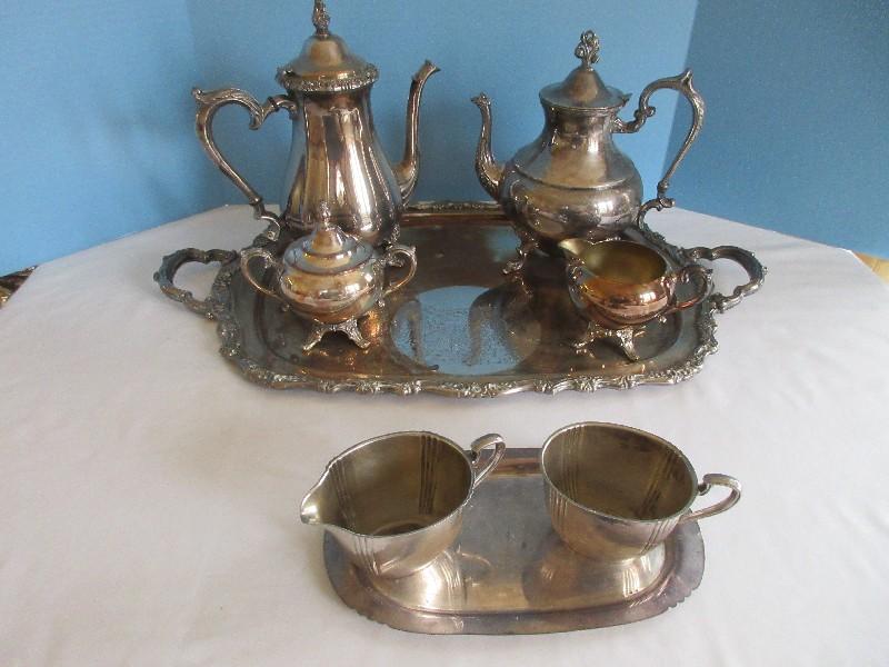 Silverplate Collection Large Webster Wilcox Engraved Handle Serving Tray